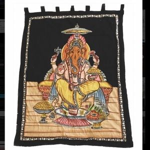 Ganesha Doorway Wall Tapestry with Sequins accent